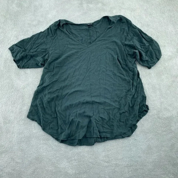 Torrid hort Sleeve Rayon blouse womens 3X Green 2425 - Picture 1 of 8